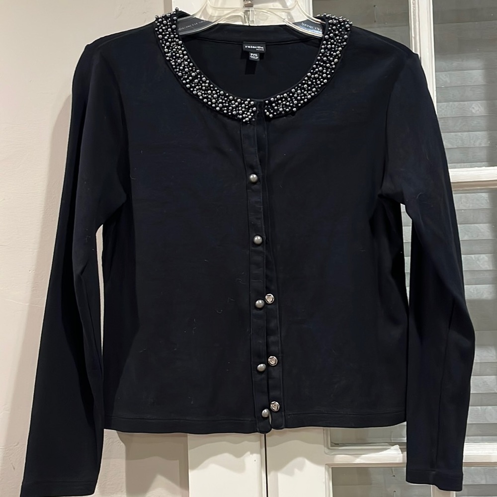 Dark blue jeweled cardigan